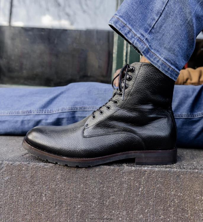 Bared Footwear hombres argón botas negras de piel granulada 4Z00412