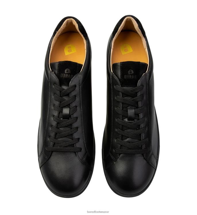 Bared Footwear hombres azufre zapatillas de cuero negro con suela negra 4Z00463