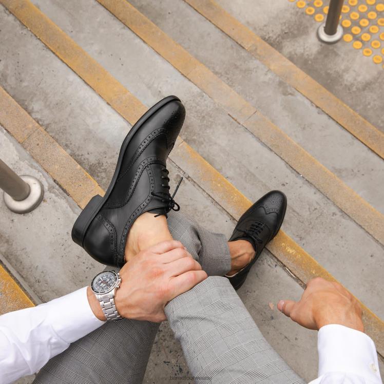 Bared Footwear hombres bario cordones de cuero negro 4Z00417