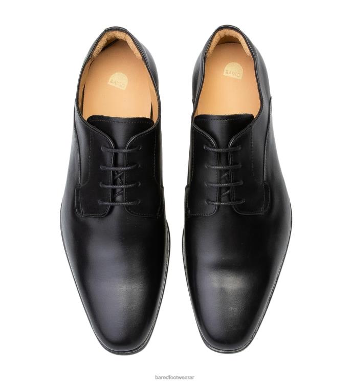 Bared Footwear hombres carbón cordones de cuero negro 4Z00419