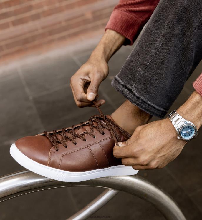 Bared Footwear hombres dirigir tenis de cuero color chocolate 4Z00426