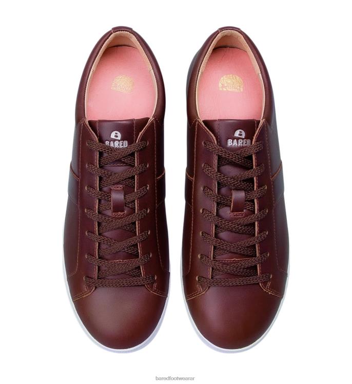 Bared Footwear hombres dirigir tenis de cuero color chocolate 4Z00426