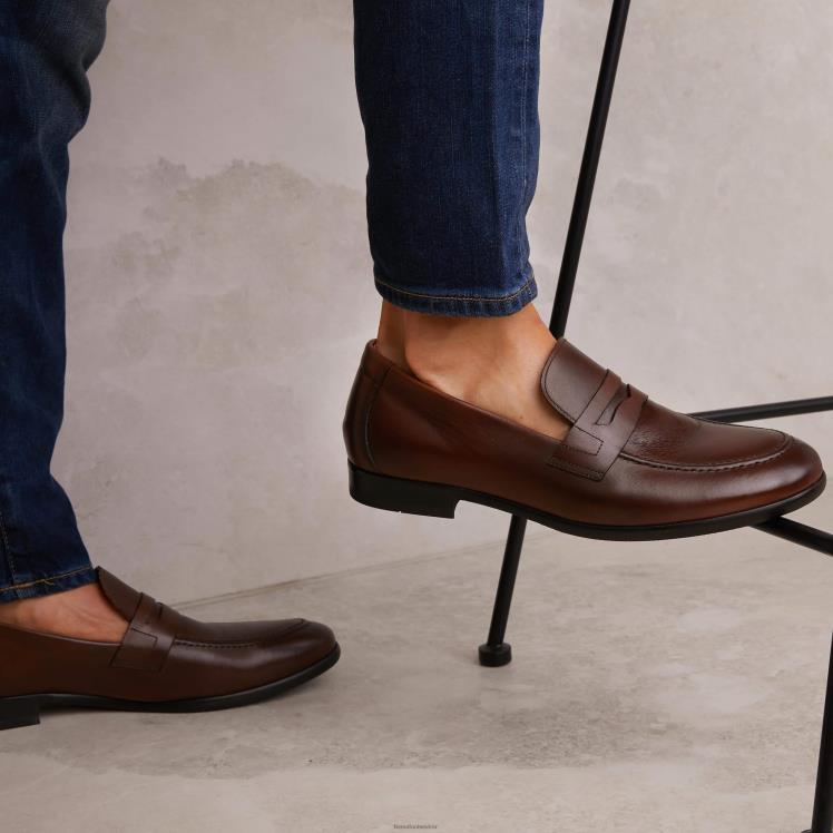 Bared Footwear hombres electro mocasines de piel color chocolate 4Z00458