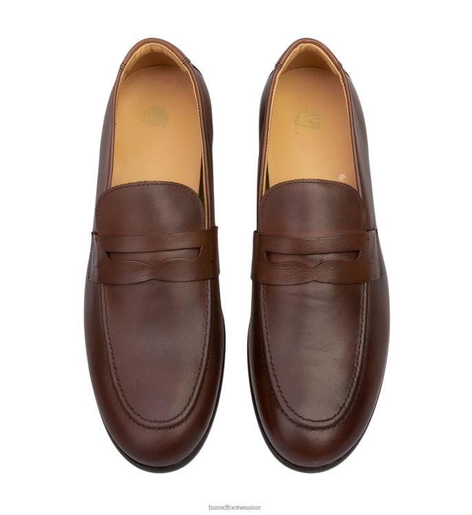 Bared Footwear hombres electro mocasines de piel color chocolate 4Z00458