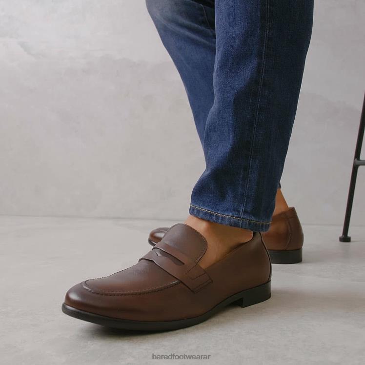 Bared Footwear hombres electro mocasines de piel color chocolate 4Z00458