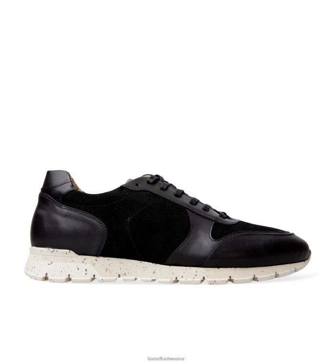 Bared Footwear hombres erbio zapatillas de deporte de cuero negro 4Z00445