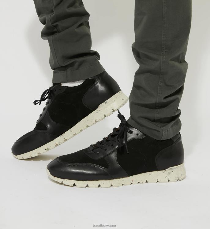 Bared Footwear hombres erbio zapatillas de deporte de cuero negro 4Z00445