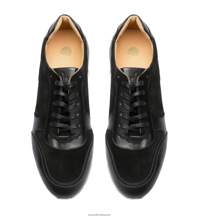 Bared Footwear hombres erbio zapatillas de deporte de cuero negro 4Z00445