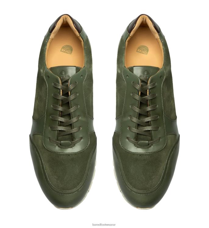 Bared Footwear hombres erbio zapatillas de deporte de cuero verde oliva 4Z00444