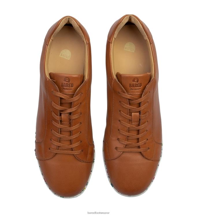 Bared Footwear hombres estroncio zapatillas de piel color coñac 4Z00423