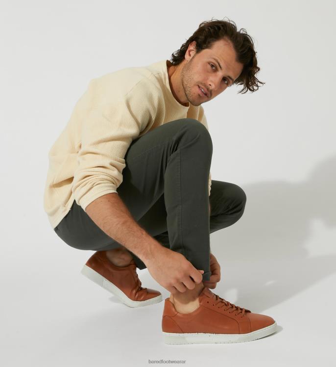 Bared Footwear hombres estroncio zapatillas de piel color coñac 4Z00423