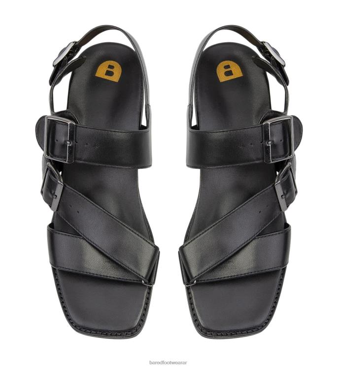 Bared Footwear hombres hassio sandalia de cuero negro 4Z00439