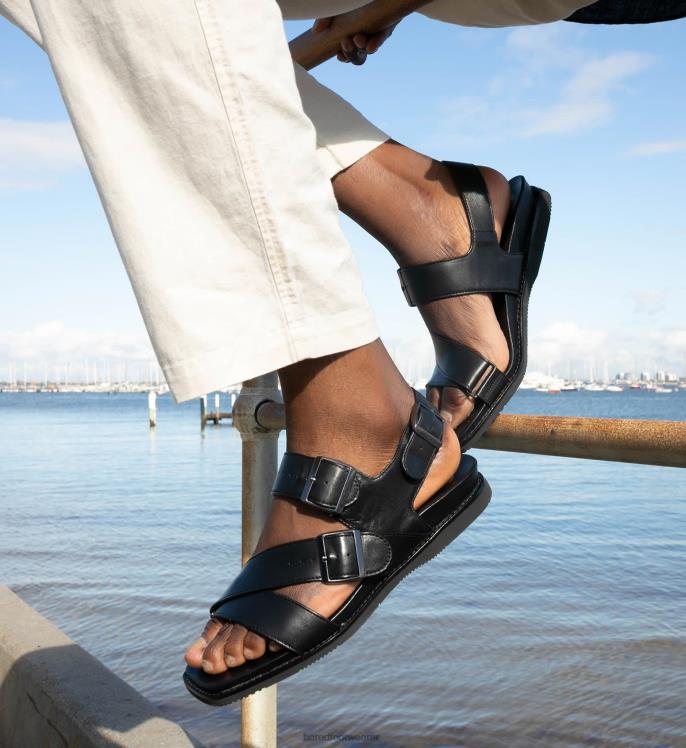 Bared Footwear hombres hassio sandalia de cuero negro 4Z00439