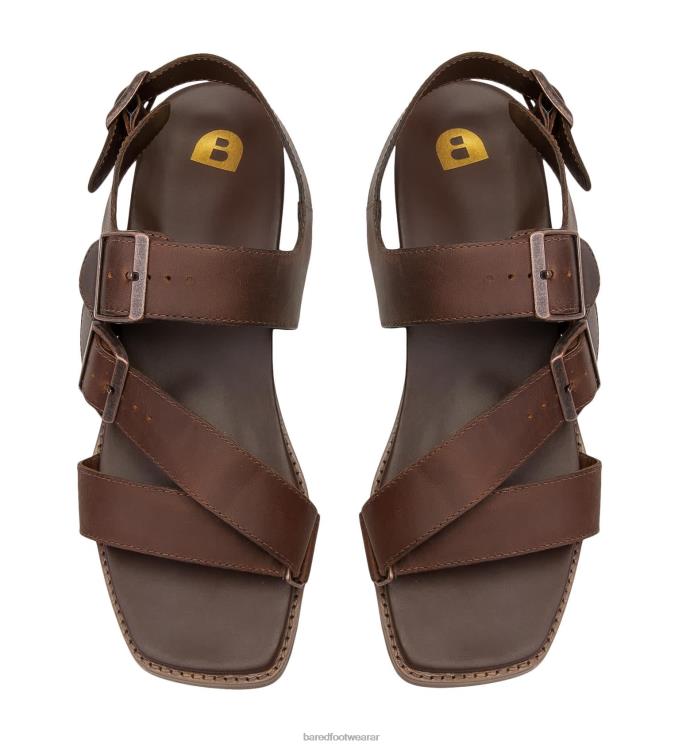 Bared Footwear hombres hassio sandalia marrón de piel encerada 4Z00438