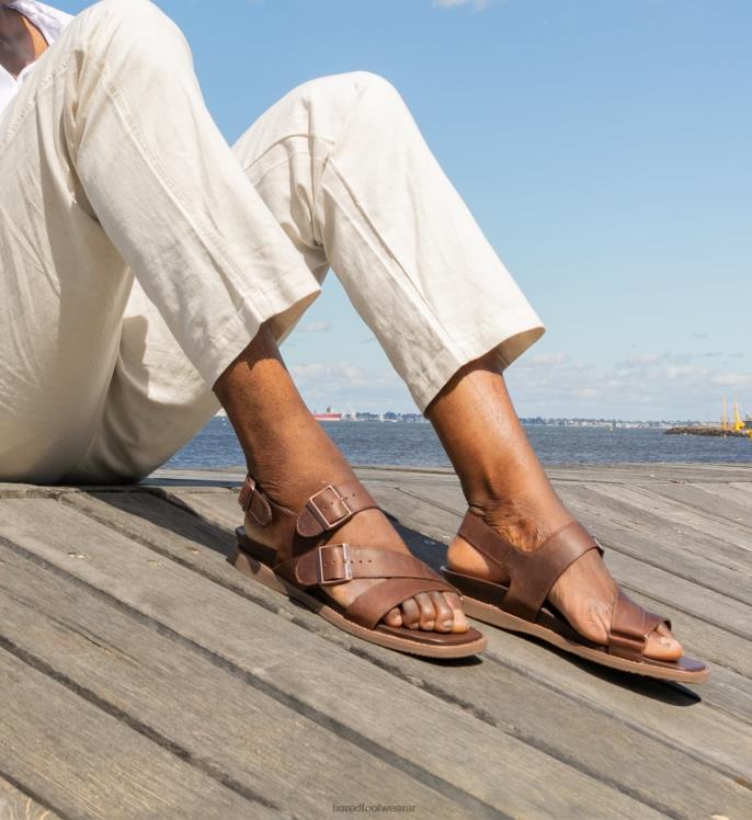 Bared Footwear hombres hassio sandalia marrón de piel encerada 4Z00438