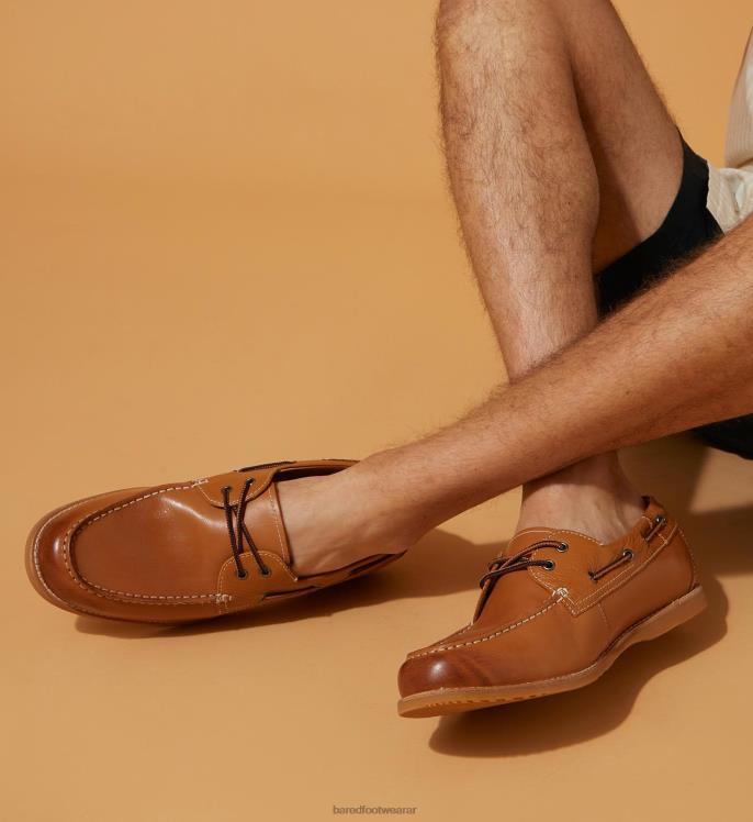 Bared Footwear hombres polonio zapatos náuticos de cuero tostado 4Z00440