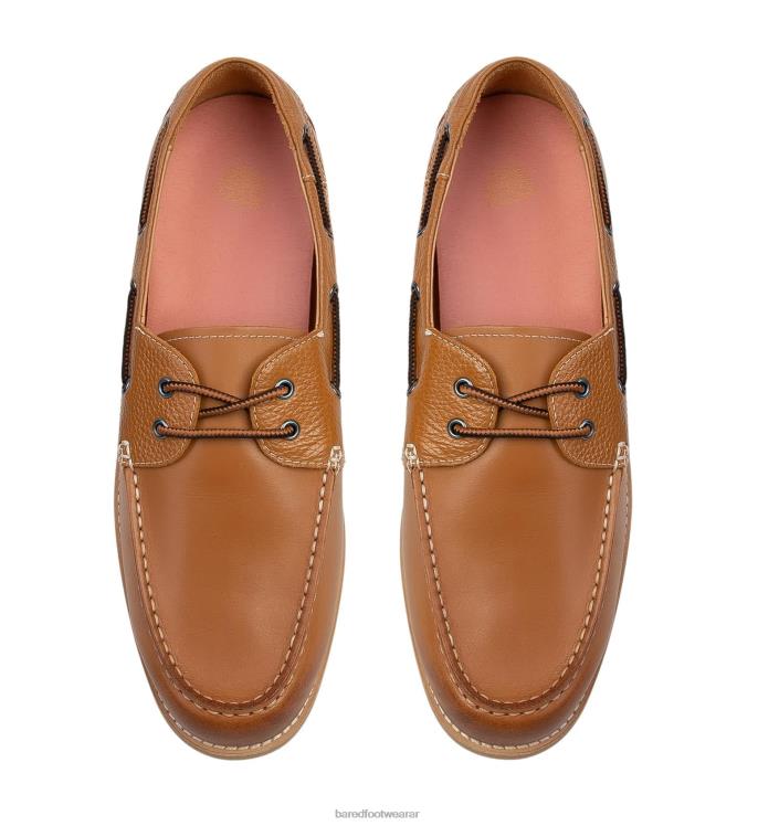 Bared Footwear hombres polonio zapatos náuticos de cuero tostado 4Z00440