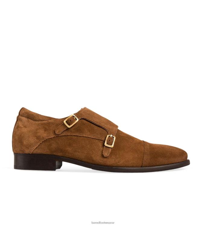 Bared Footwear hombres vanadio zapatos con doble hebilla de ante color tabaco 4Z00447