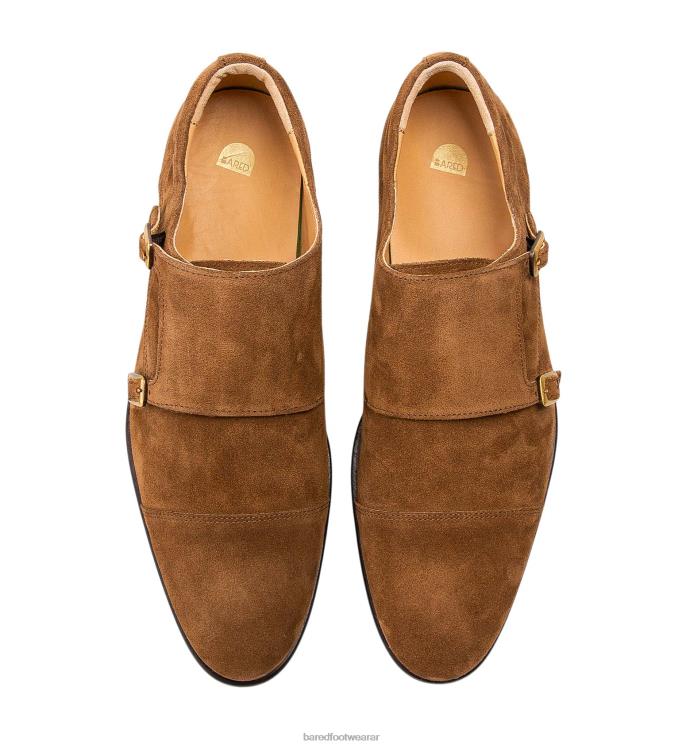 Bared Footwear hombres vanadio zapatos con doble hebilla de ante color tabaco 4Z00447