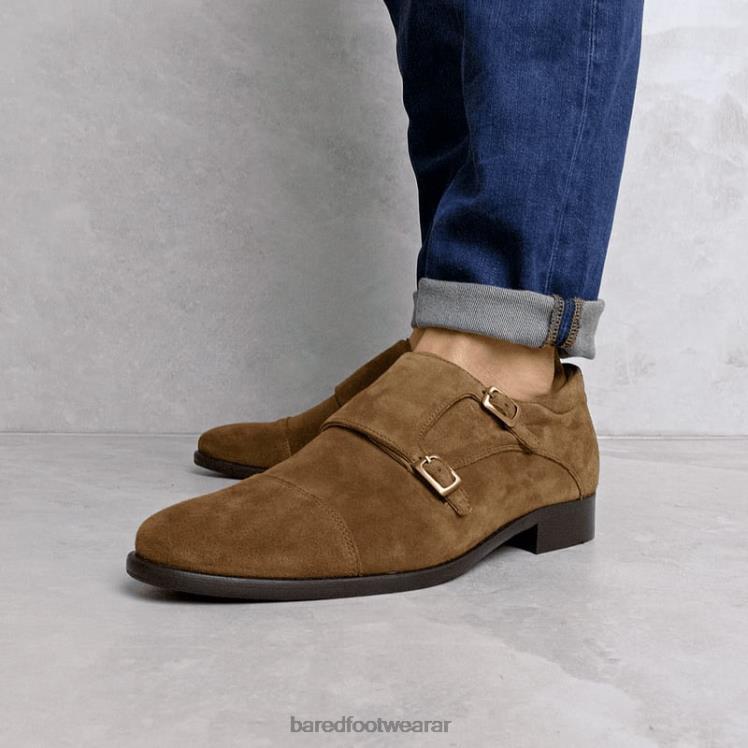 Bared Footwear hombres vanadio zapatos con doble hebilla de ante color tabaco 4Z00447