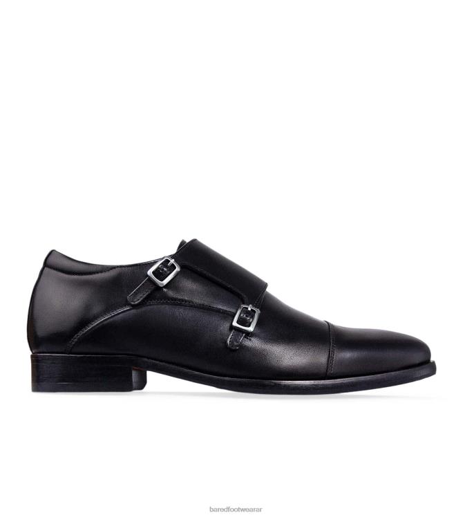 Bared Footwear hombres vanadio zapatos con doble hebilla de cuero negro 4Z00446
