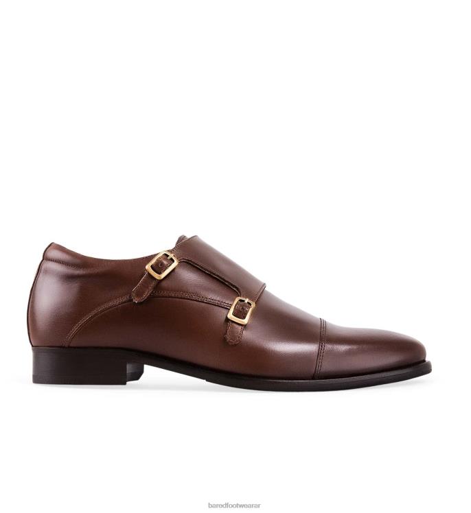 Bared Footwear hombres vanadio zapatos con doble hebilla de piel color chocolate 4Z00448