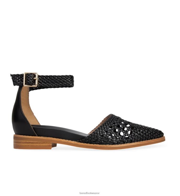 Bared Footwear mujer Argos sandalias planas de cuero negro 4Z004212
