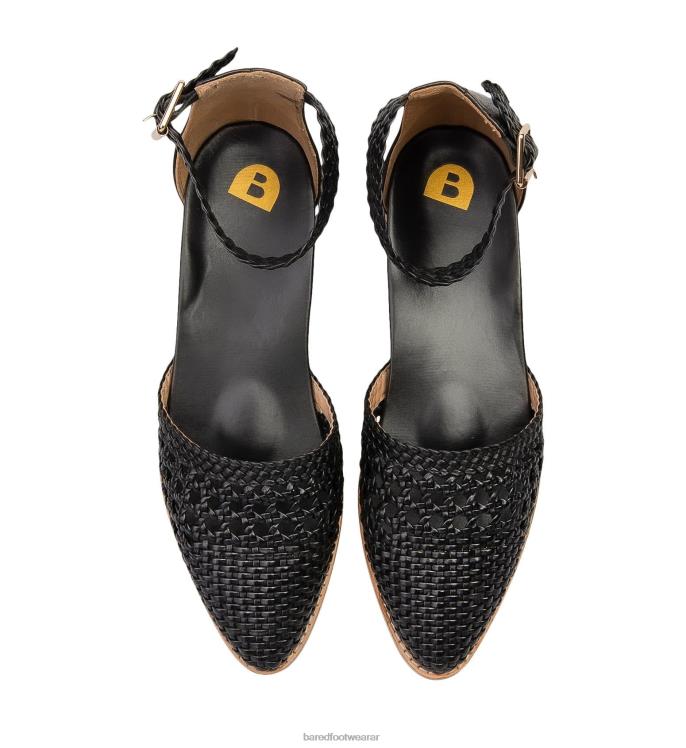 Bared Footwear mujer Argos sandalias planas de cuero negro 4Z004212