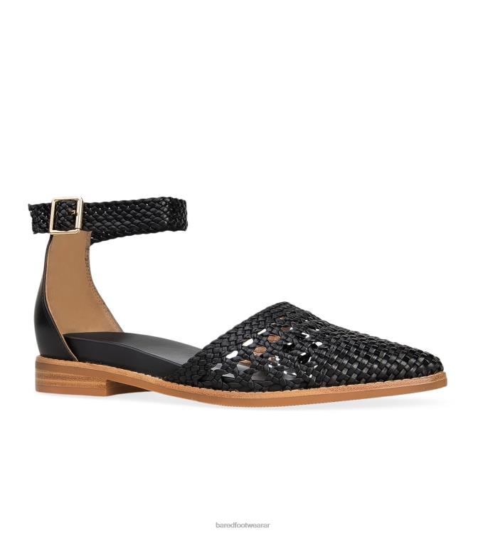 Bared Footwear mujer Argos sandalias planas de cuero negro 4Z004212