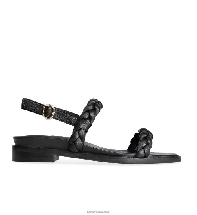 Bared Footwear mujer Jaeger 2 sandalias planas de cuero negro 4Z004177