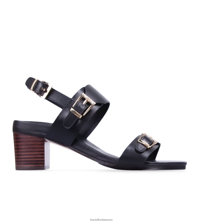Bared Footwear mujer abubilla 2 tacones bajos de cuero negro 4Z004238