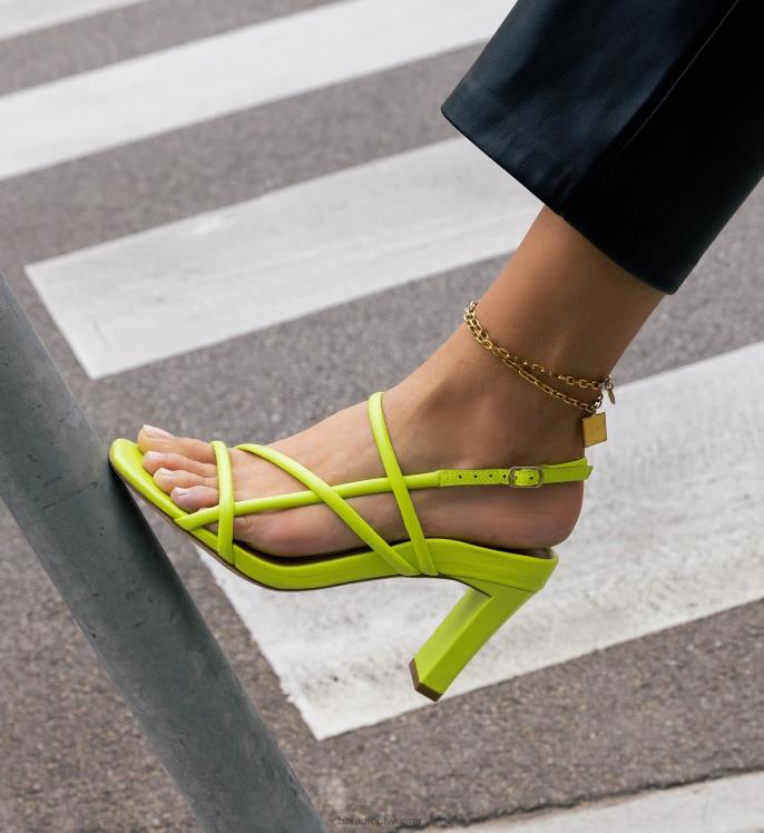 Bared Footwear mujer aguijón tacones altos de cuero chartreuse 4Z004107
