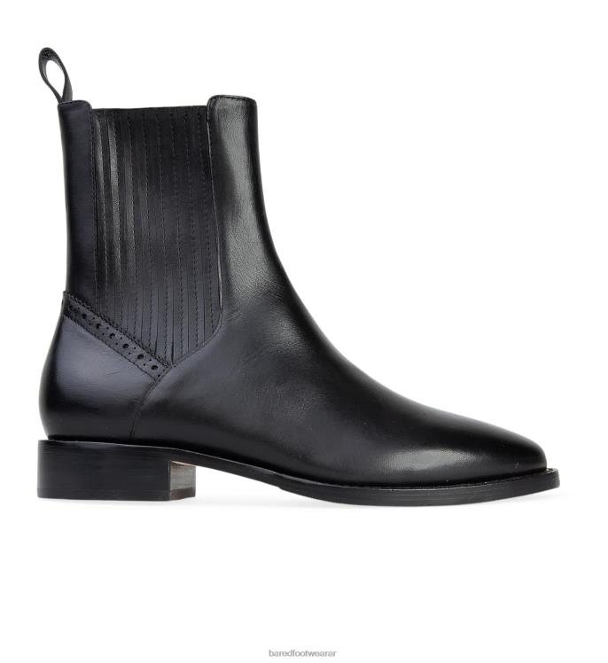 Bared Footwear mujer alondra botas planas de cuero negro 4Z004155