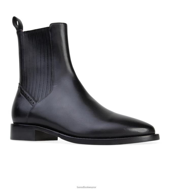 Bared Footwear mujer alondra botas planas de cuero negro 4Z004155