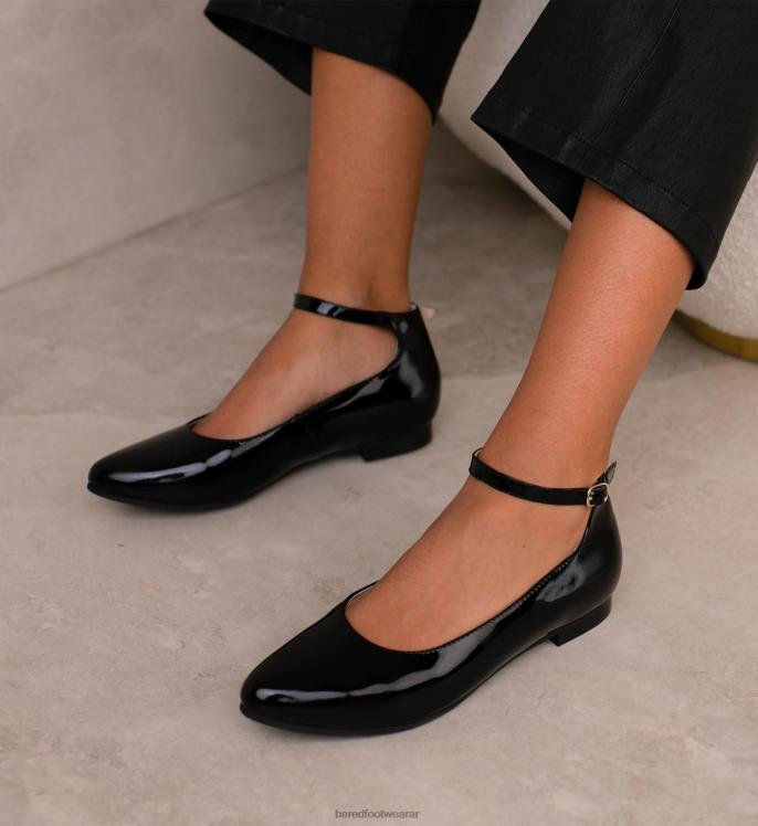 Bared Footwear mujer avefría ii bailarinas de charol negro con suela negra 4Z004296
