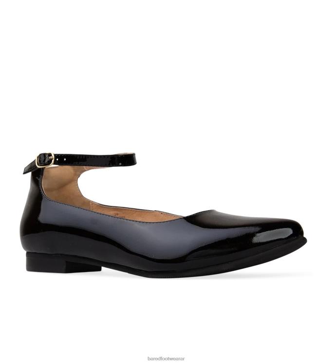 Bared Footwear mujer avefría ii bailarinas de charol negro con suela negra 4Z004296