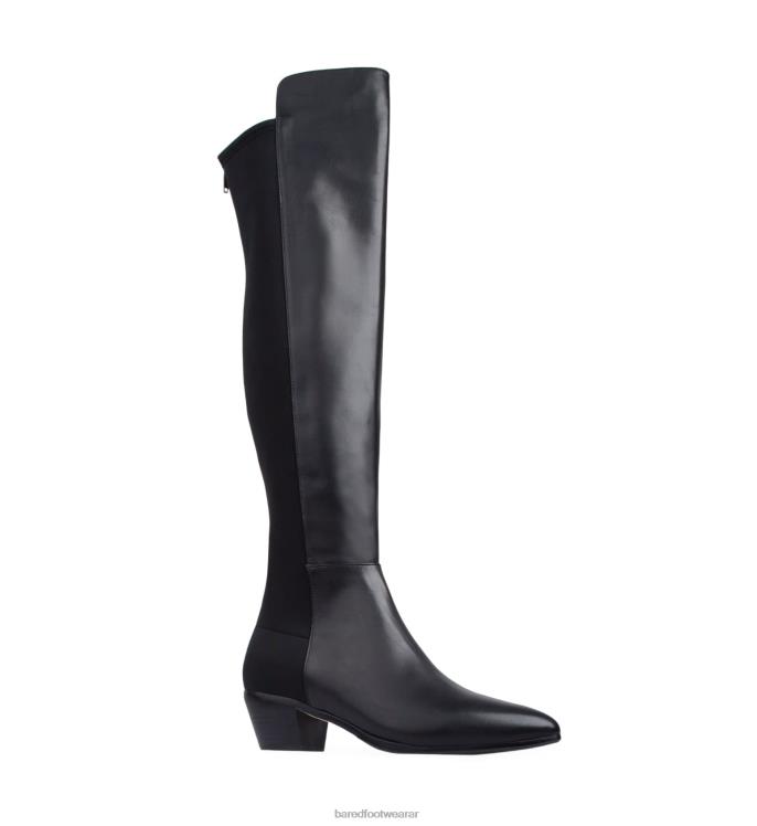 Bared Footwear mujer avestruz botas planas de cuero negro 4Z004162