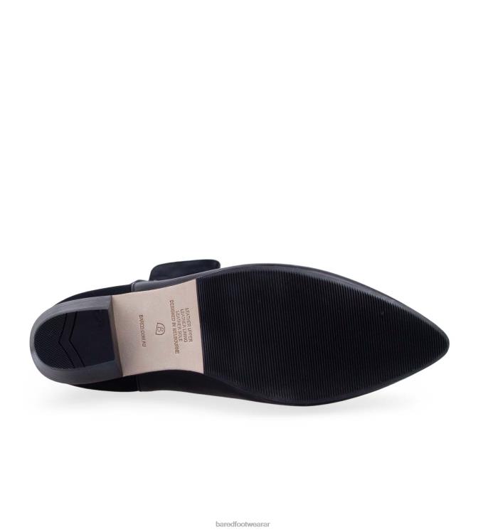 Bared Footwear mujer avestruz botas planas de cuero negro 4Z004162