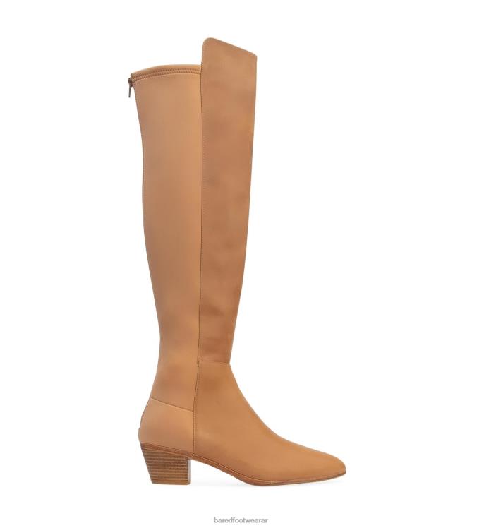 Bared Footwear mujer avestruz botas planas de cuero tostado 4Z004160