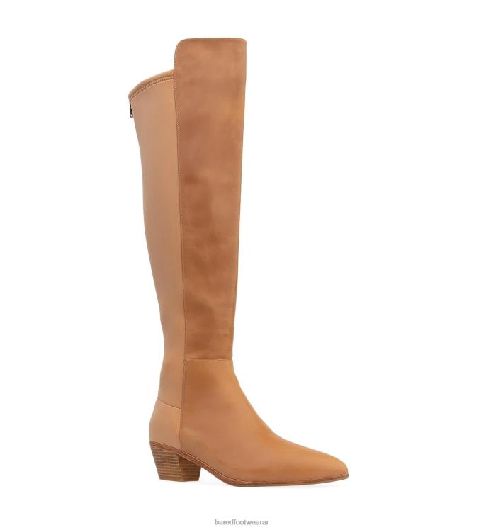 Bared Footwear mujer avestruz botas planas de cuero tostado 4Z004160