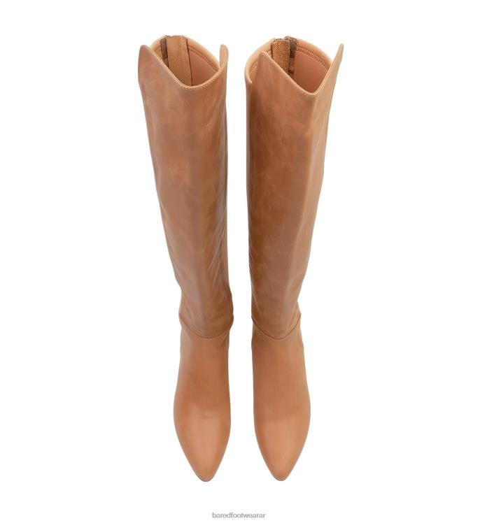 Bared Footwear mujer avestruz botas planas de cuero tostado 4Z004160