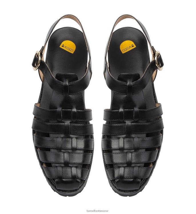 Bared Footwear mujer avetoro sandalias planas de cuero negro 4Z004242
