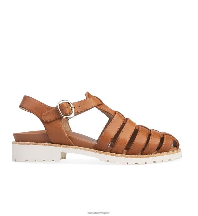 Bared Footwear mujer avetoro sandalias planas de cuero tostado 4Z004241