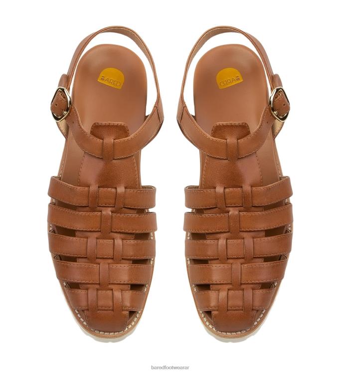 Bared Footwear mujer avetoro sandalias planas de cuero tostado 4Z004241
