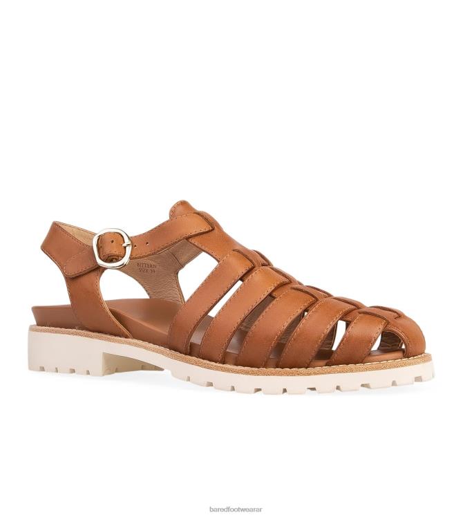 Bared Footwear mujer avetoro sandalias planas de cuero tostado 4Z004241