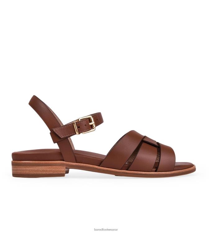 Bared Footwear mujer azor sandalias planas de cuero tostado 4Z004232
