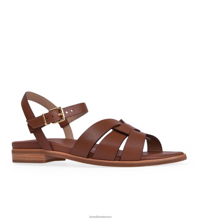 Bared Footwear mujer azor sandalias planas de cuero tostado 4Z004232