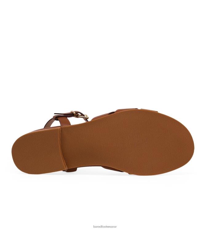 Bared Footwear mujer azor sandalias planas de cuero tostado 4Z004232
