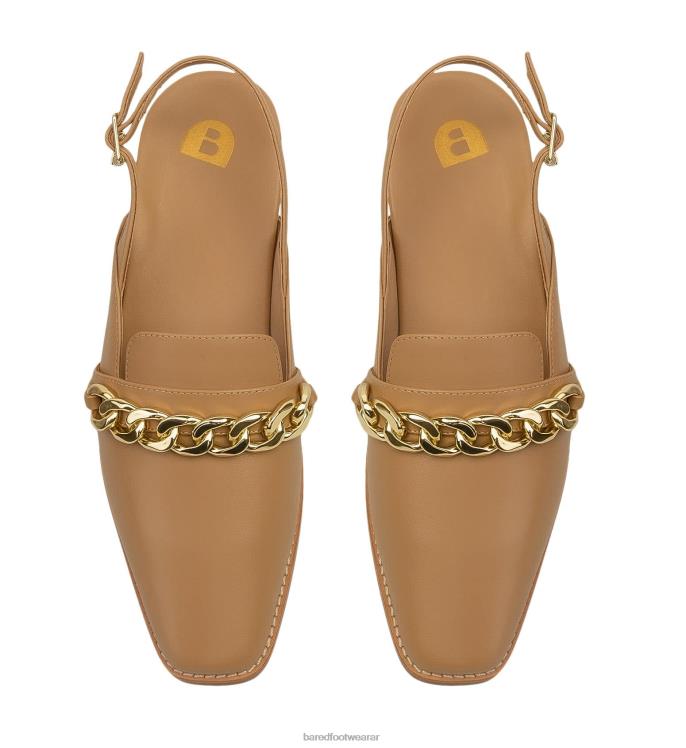 Bared Footwear mujer baza bailarinas de piel con leche y cadena 4Z00473