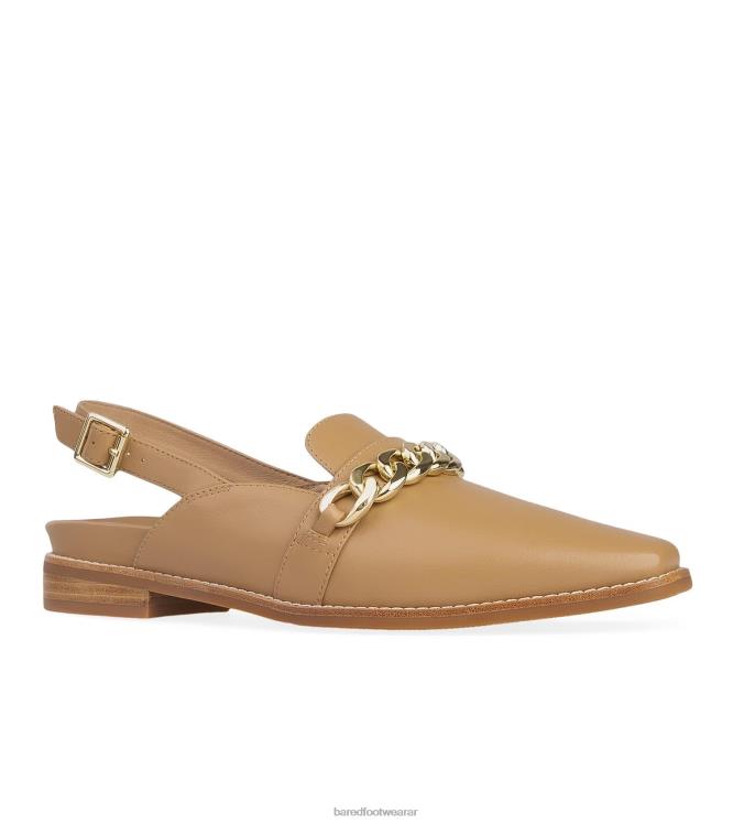 Bared Footwear mujer baza bailarinas de piel con leche y cadena 4Z00473